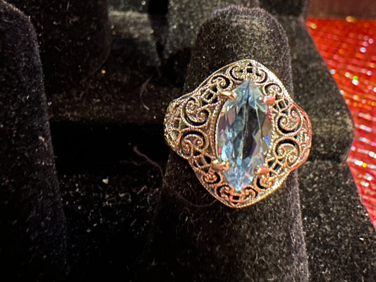 Antique Topaz & Sterling Silver 925 Cocktail Ring