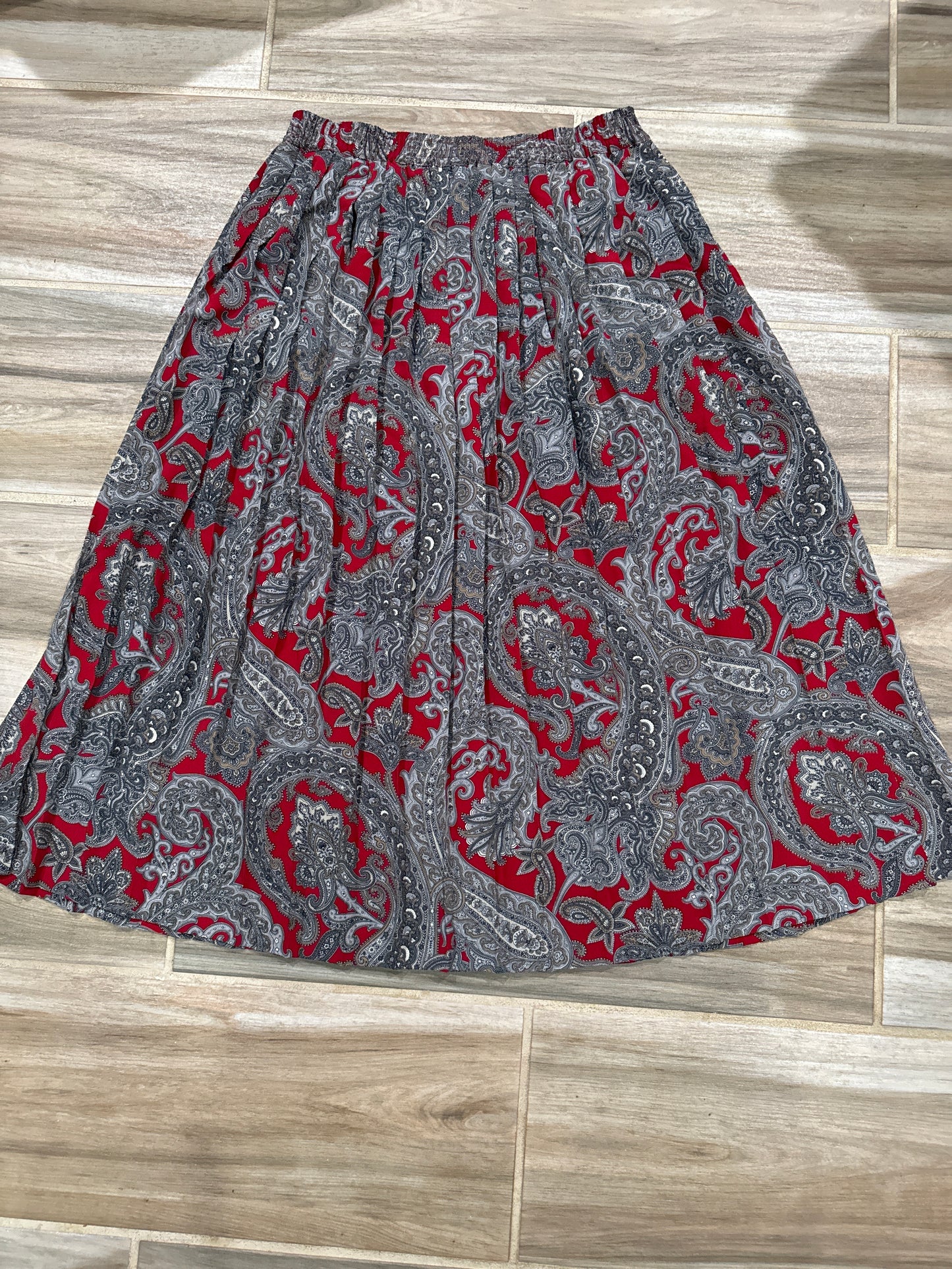 Vtg 90s Alfred Dunner Gray Paisley Skirt