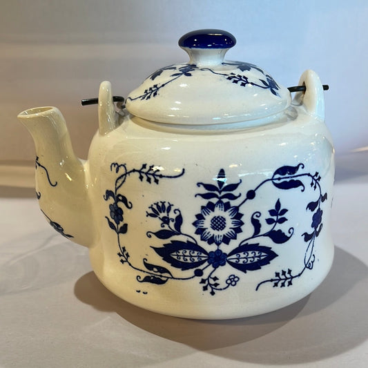 Vtg Armbee Floral Blue & White Teapot