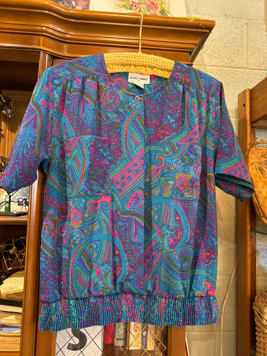 Vintage 1980s Alfred Dunner Vibrant Paisley Blouse