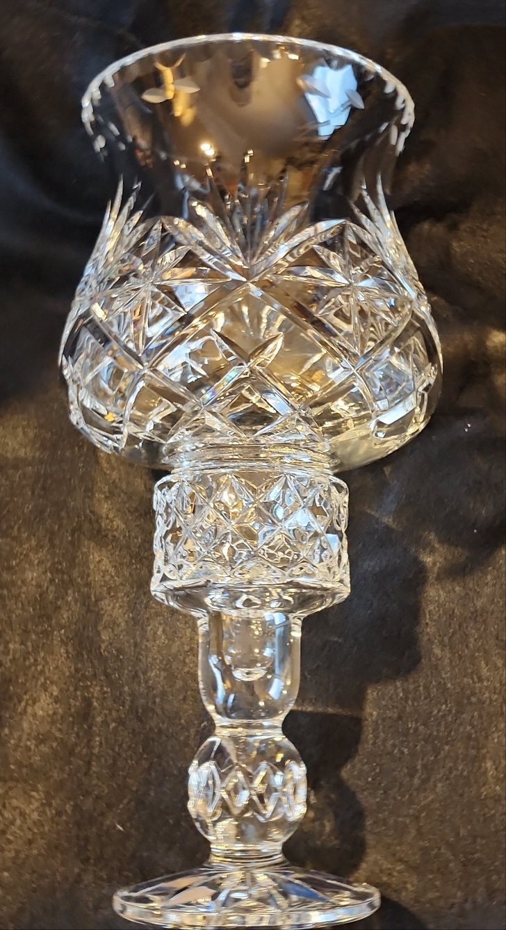 2 Piece Crystal Hurricane Candle Holder