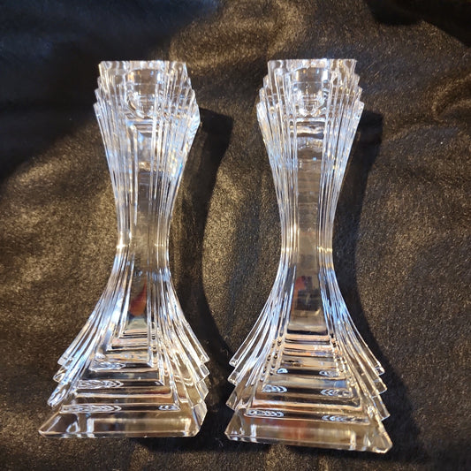 Set Art Deco Mikasa Crystal Candle Holders