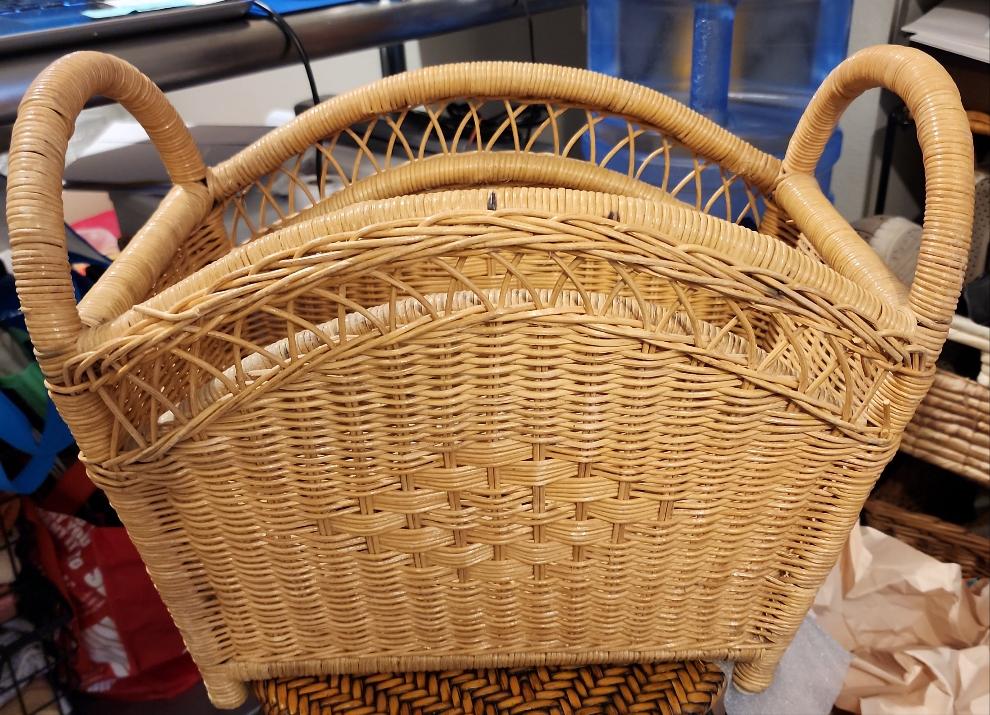 70s Rattan Handled Basket