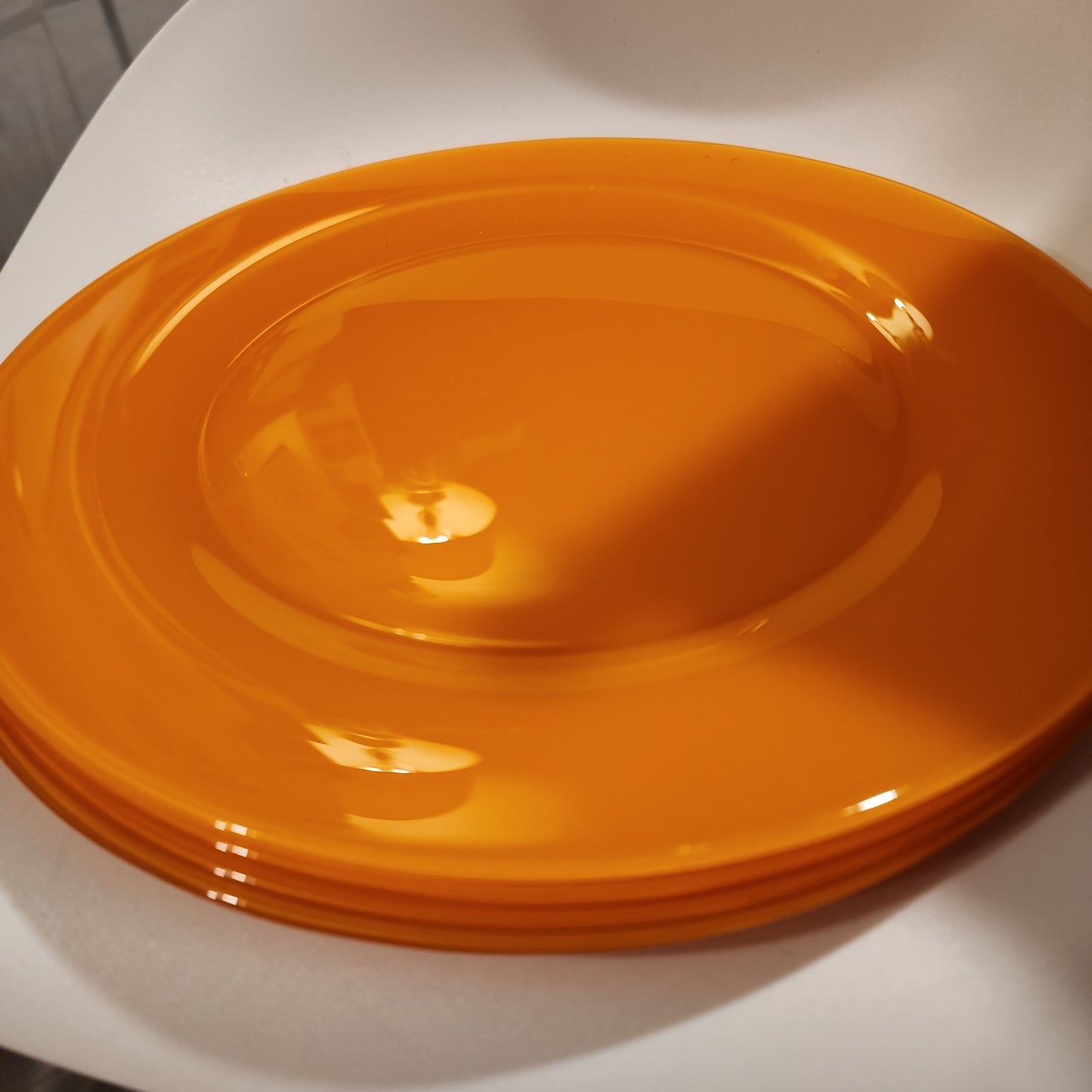 4 Vntg Arc France Orange Dinner Plates