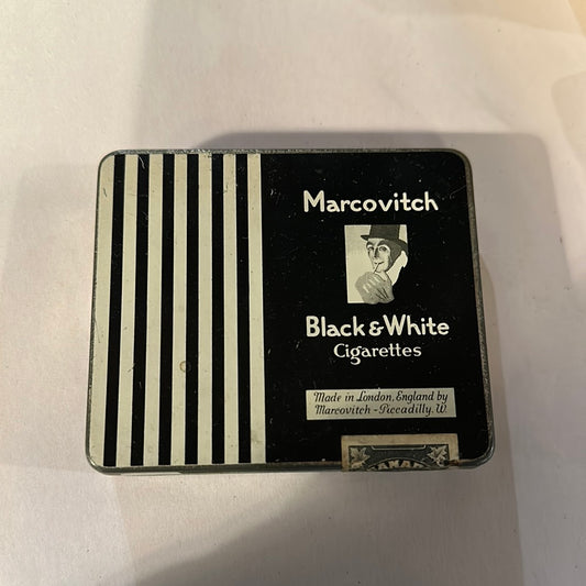 Vtg Art Deco Marcovitch Black and White Cigarette Tin
