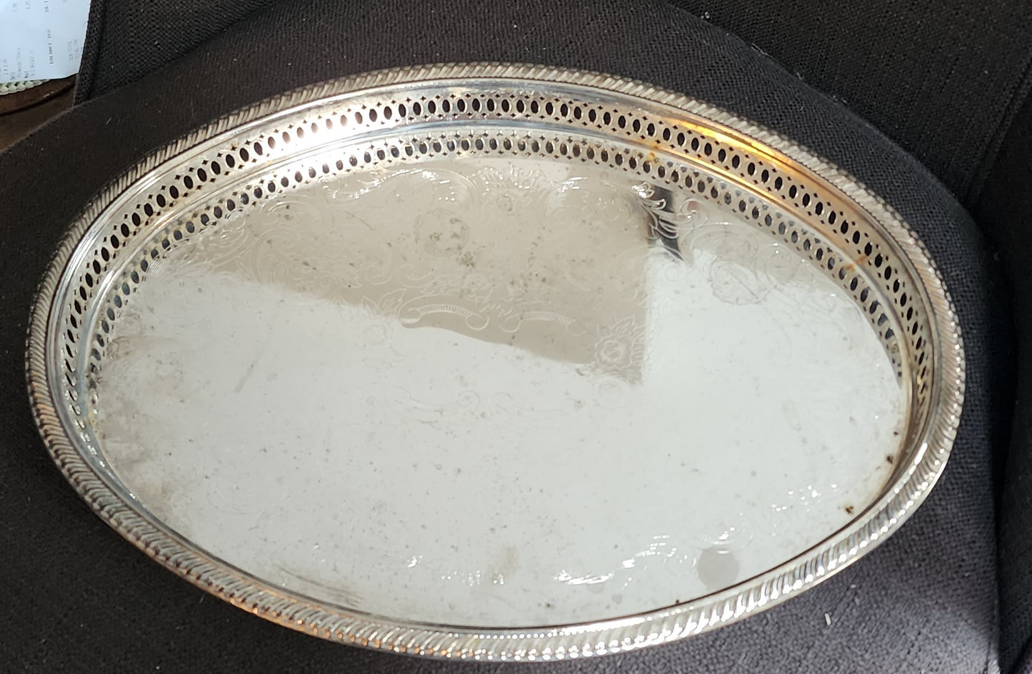 Vntg Oval Silverplate Serving Tray