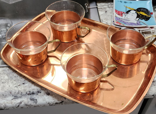 VNTG 4 Copper-Glass/Cups/Tray