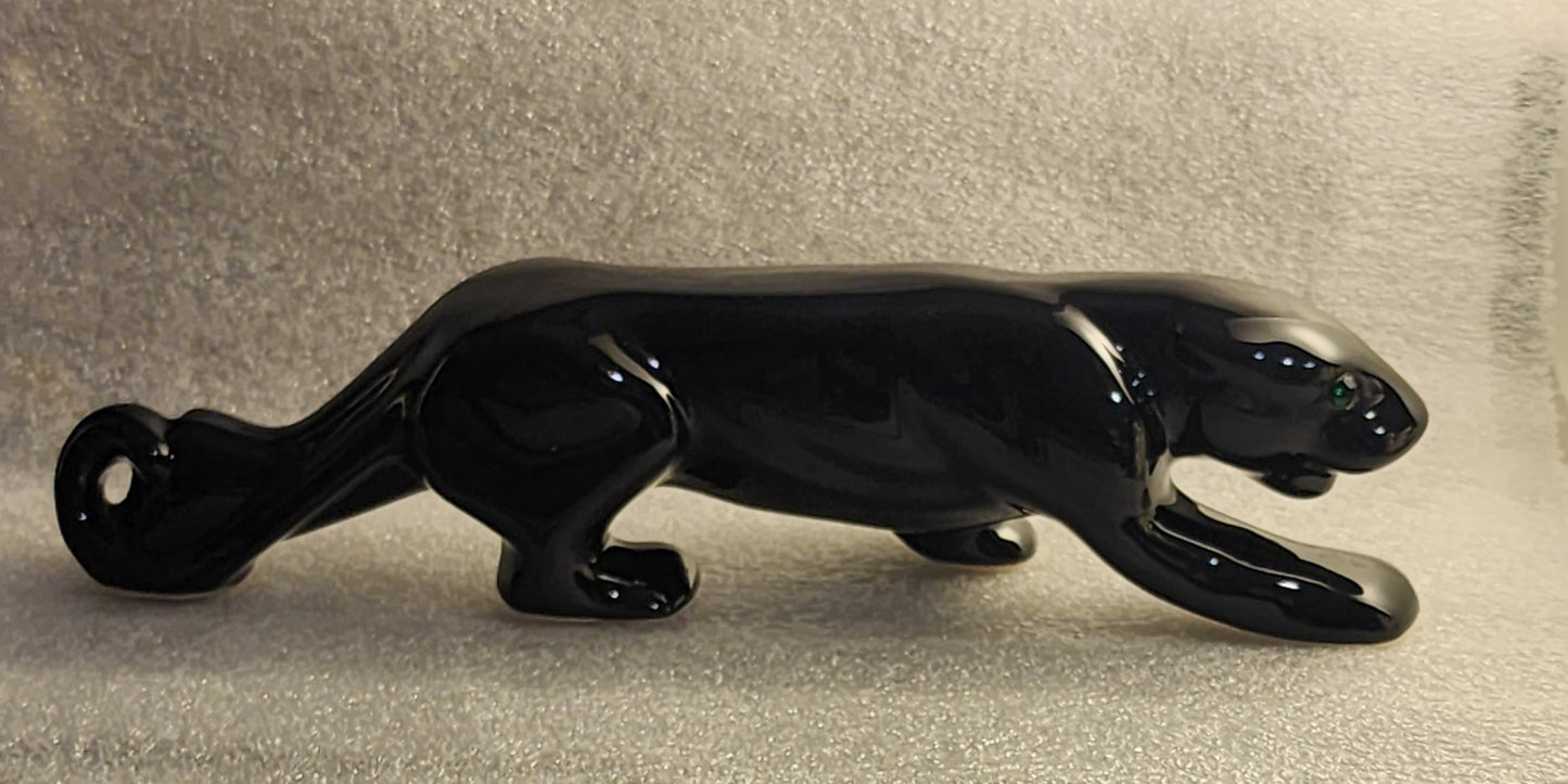 Mid Century Blk Panther Green Eyes Figurine