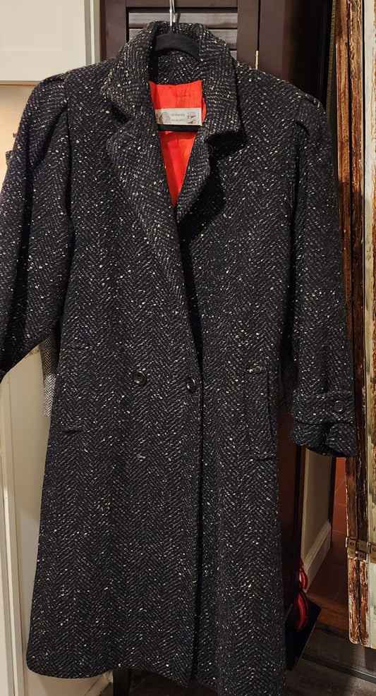 Vntg Saxton Hall Wool Tweed Long Coat