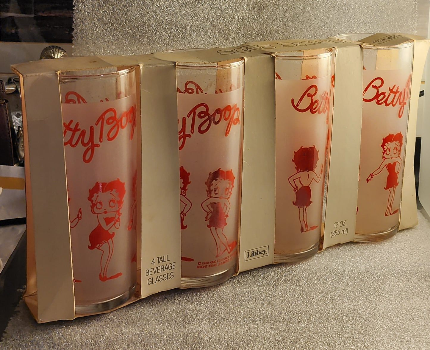 1988 Libby Betty Boop High Ball Glasses