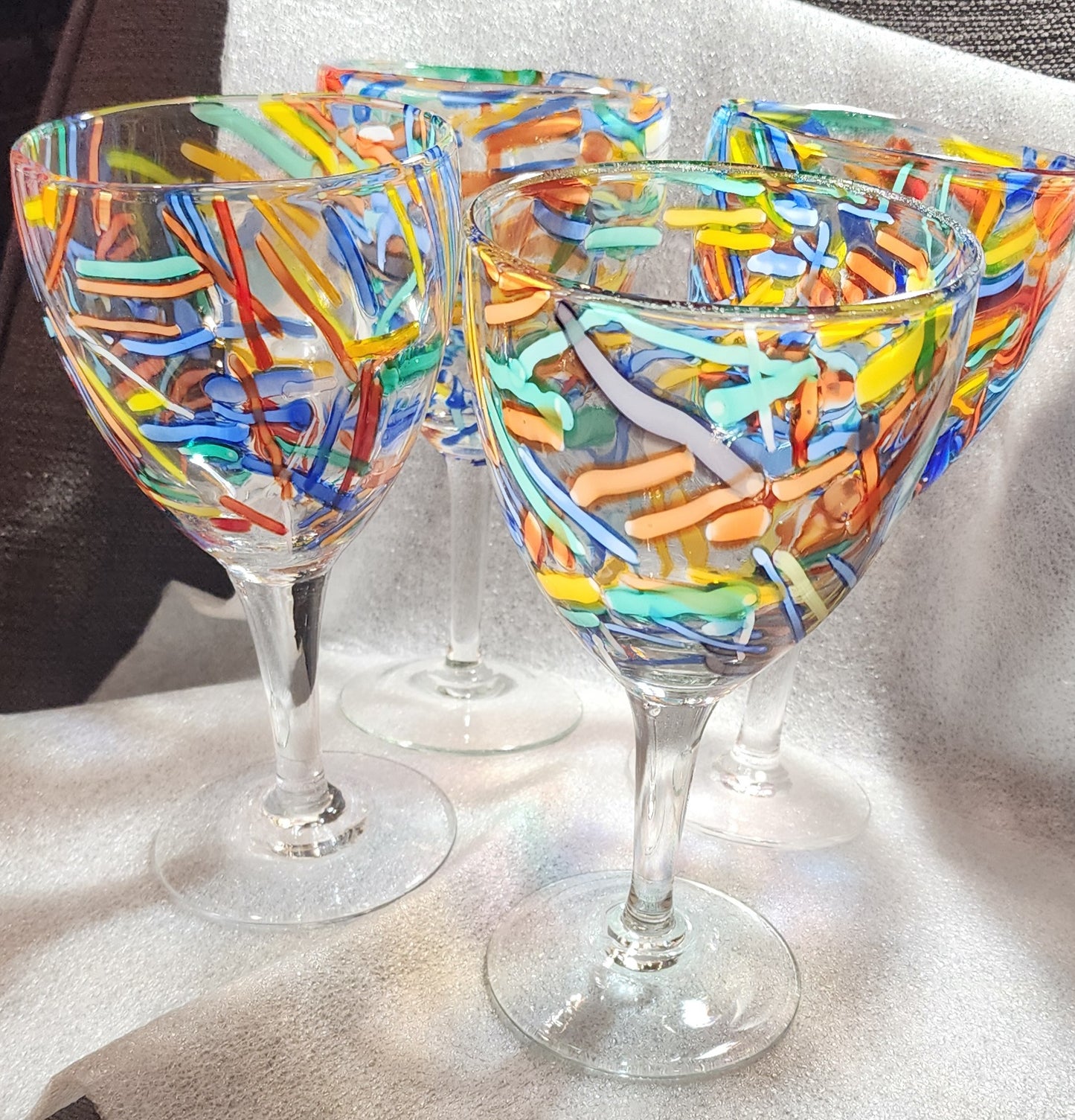 Art Glass Confetti Wine Goblet