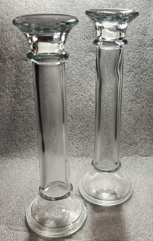 X2 Vntg Glass Candle Holders