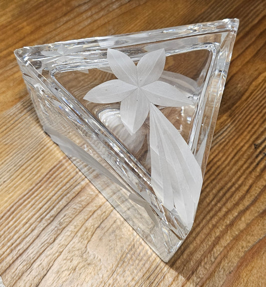 Etched Crystal Triangle Shaped Box