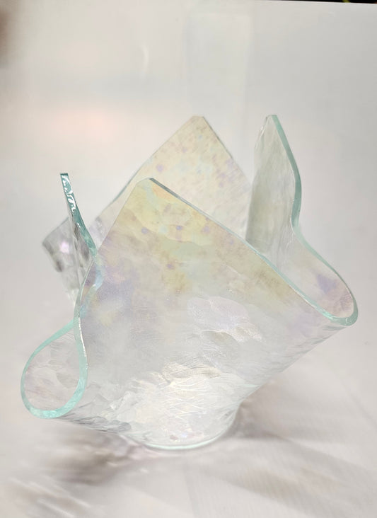 Art Glass Hanky Iridescents Candle Holder/Vase
