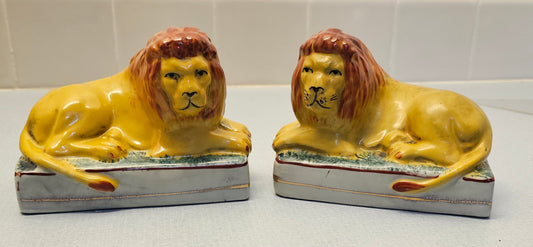 Pair of Staffordshire Gardian Lions