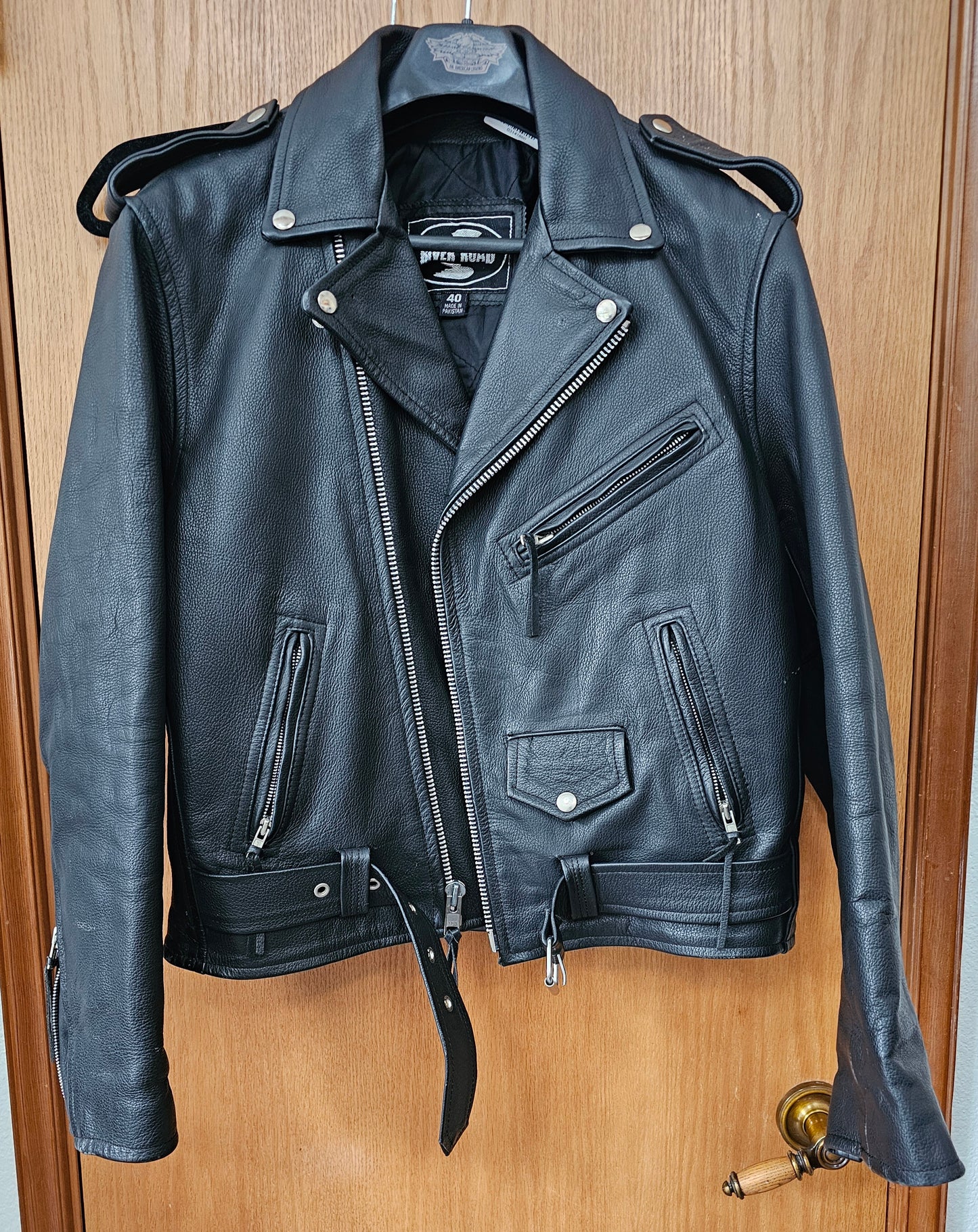 Vntg Leather Motorcycle Riding Jacket