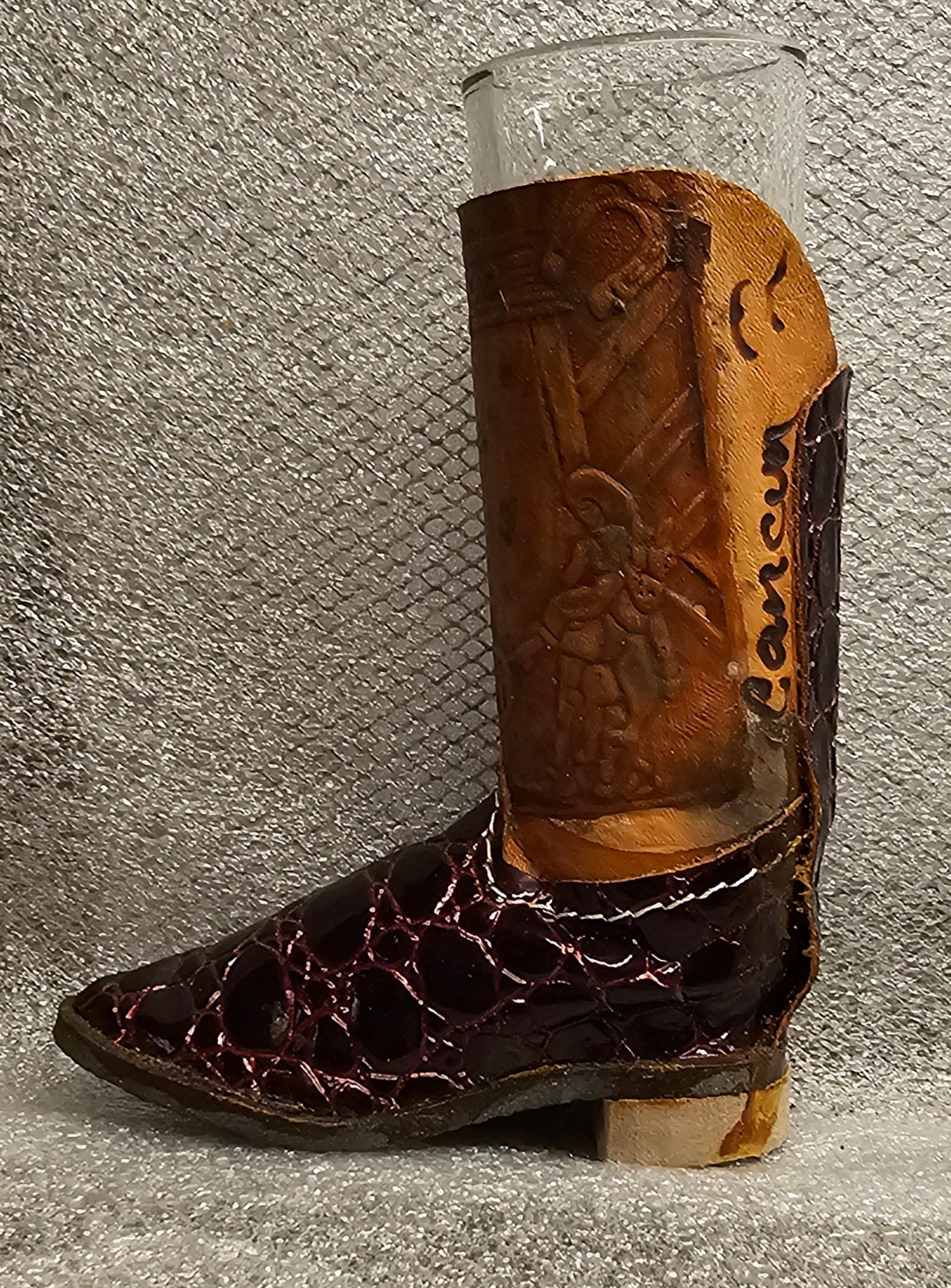 Hecho en Mexico Leather Cowboy Boot Shot Glass