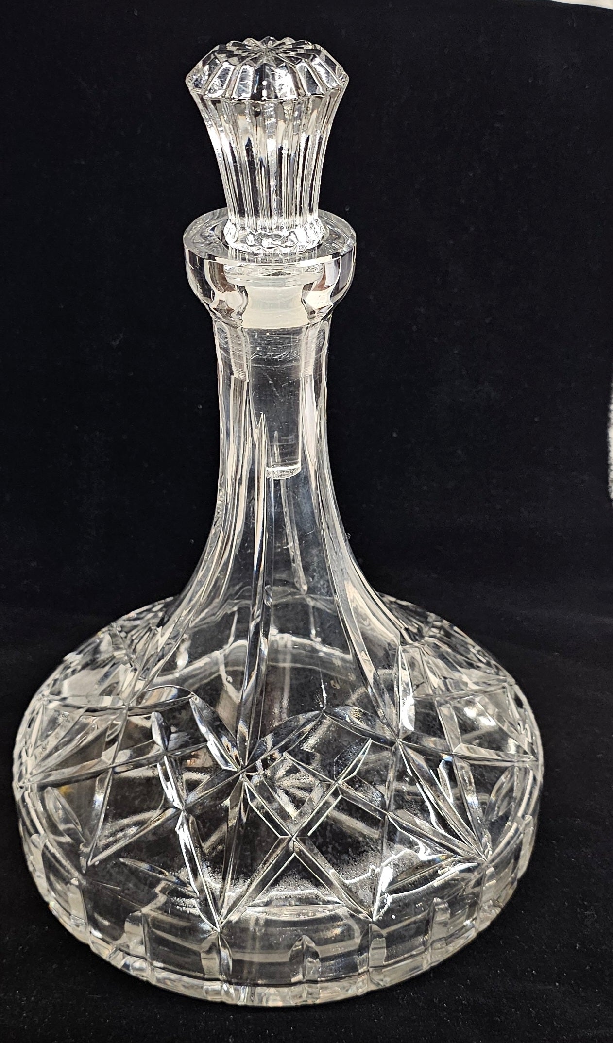 Vntg Lead Crystal Ship Decanter