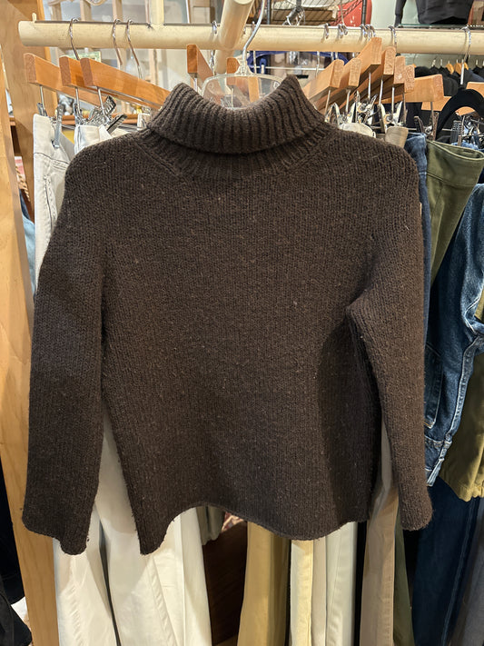 Vtg 90s DKNY Brown Wool Turtleneck Sweater