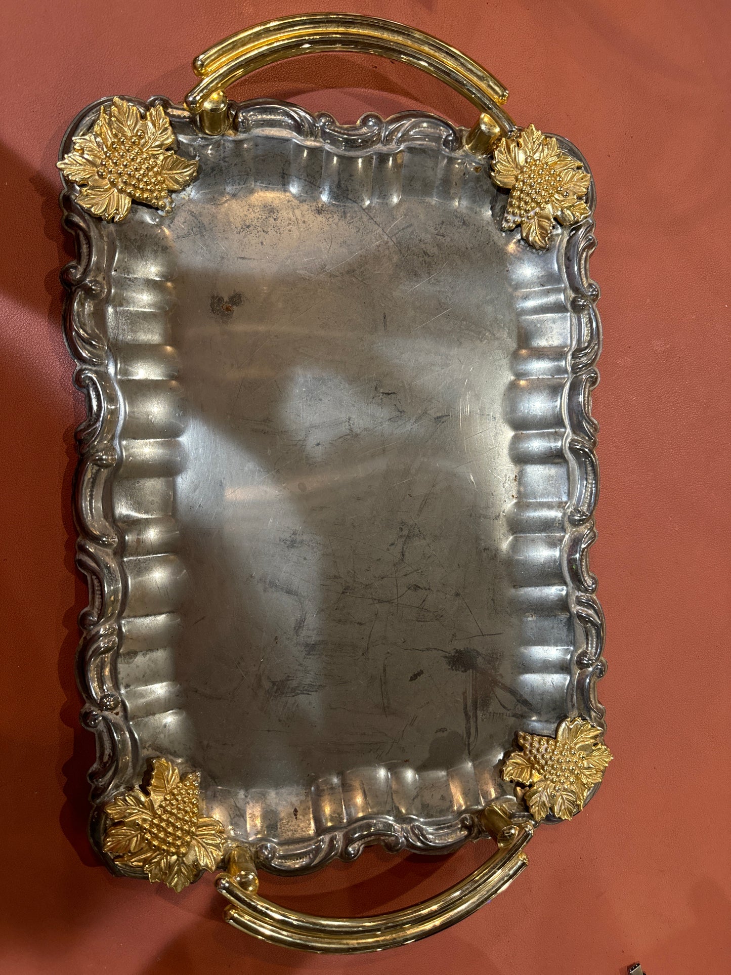 Vintage Silver & gold Serving Tray