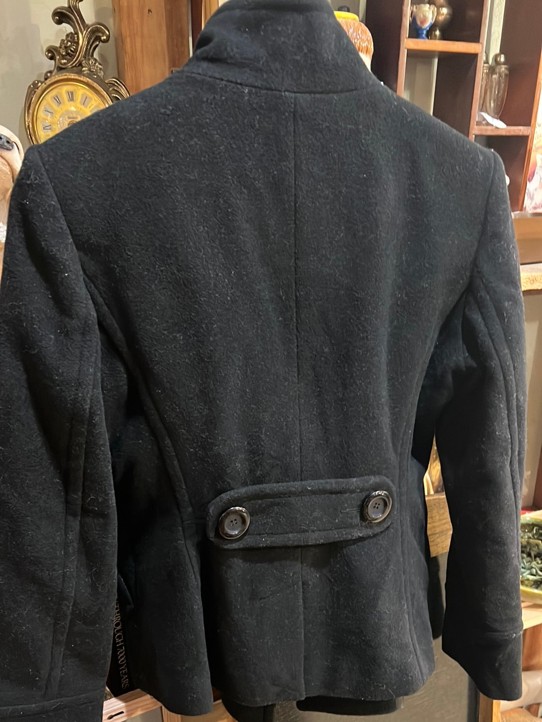 Marvin Black Polyester Peacoat