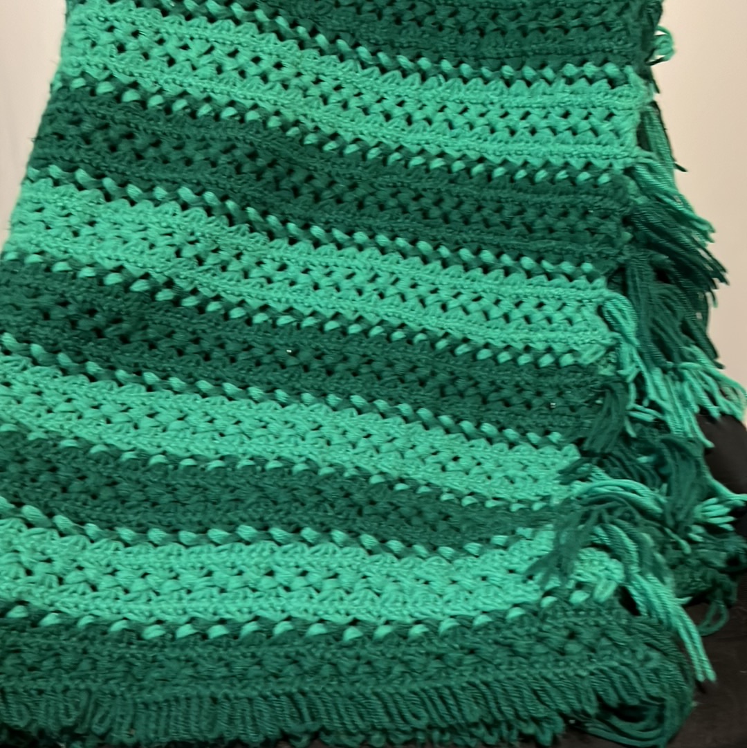 Green Afghan Throw Blanket