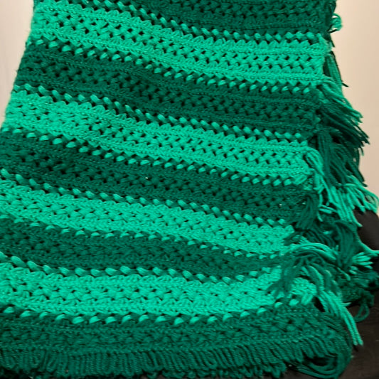 Green Afghan Throw Blanket