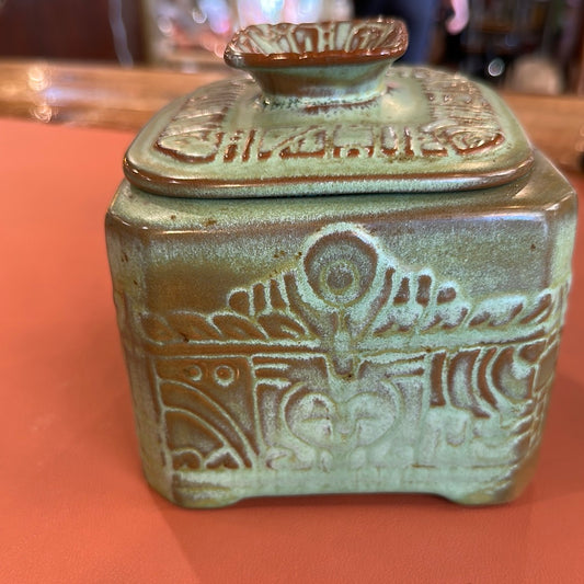 Vtg Frankoma Aztec Cookie Jar/canister