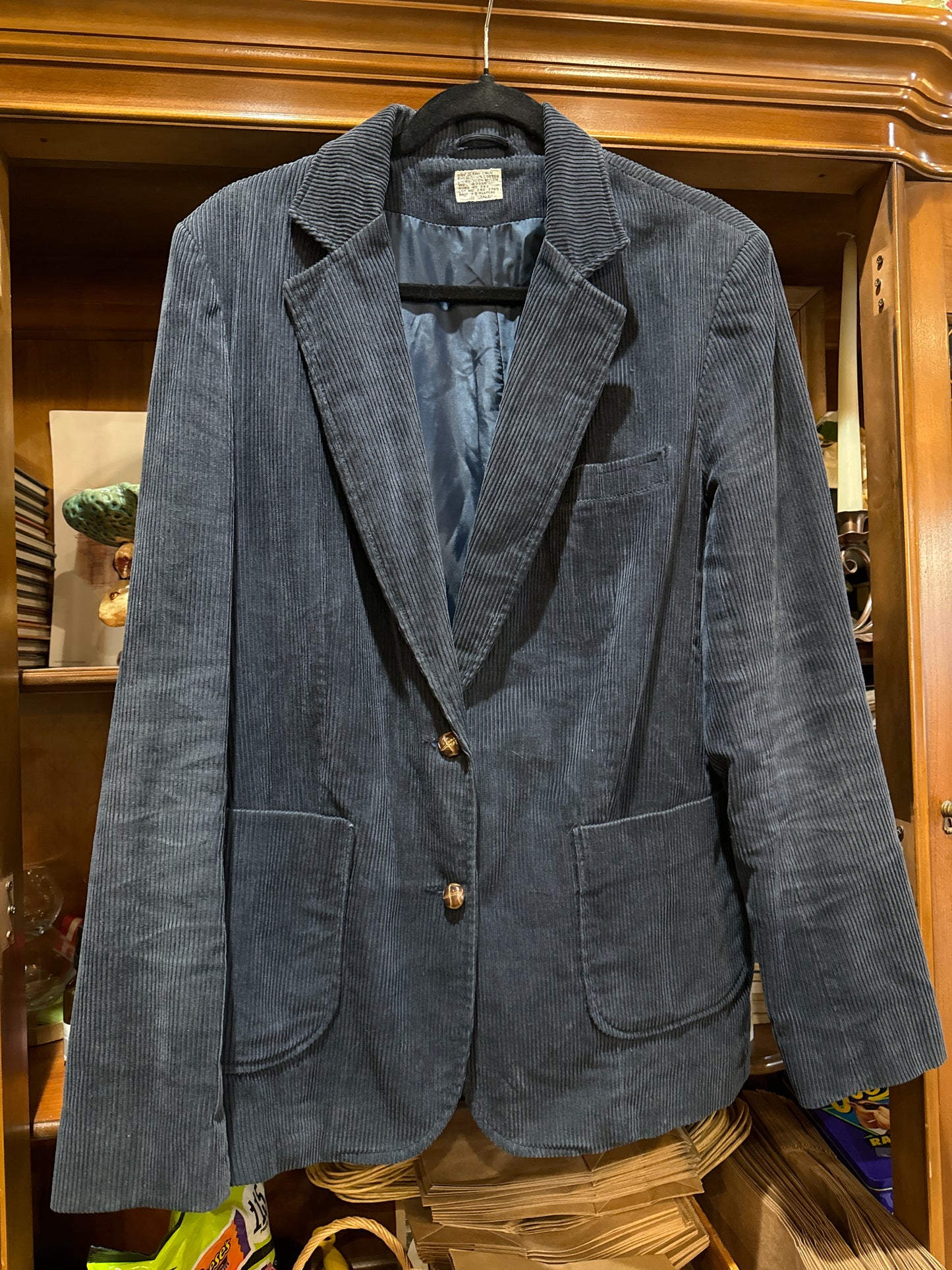 Vtg 60s Men’s Navy Corduroy Blazer