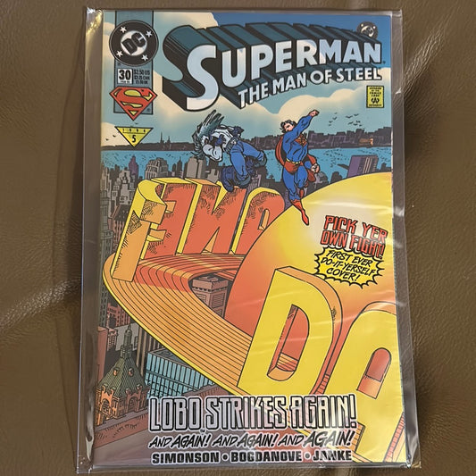 Superman Man Of Steel # 30  (1994, DC Comics) Vinyl Cling DIY Cover