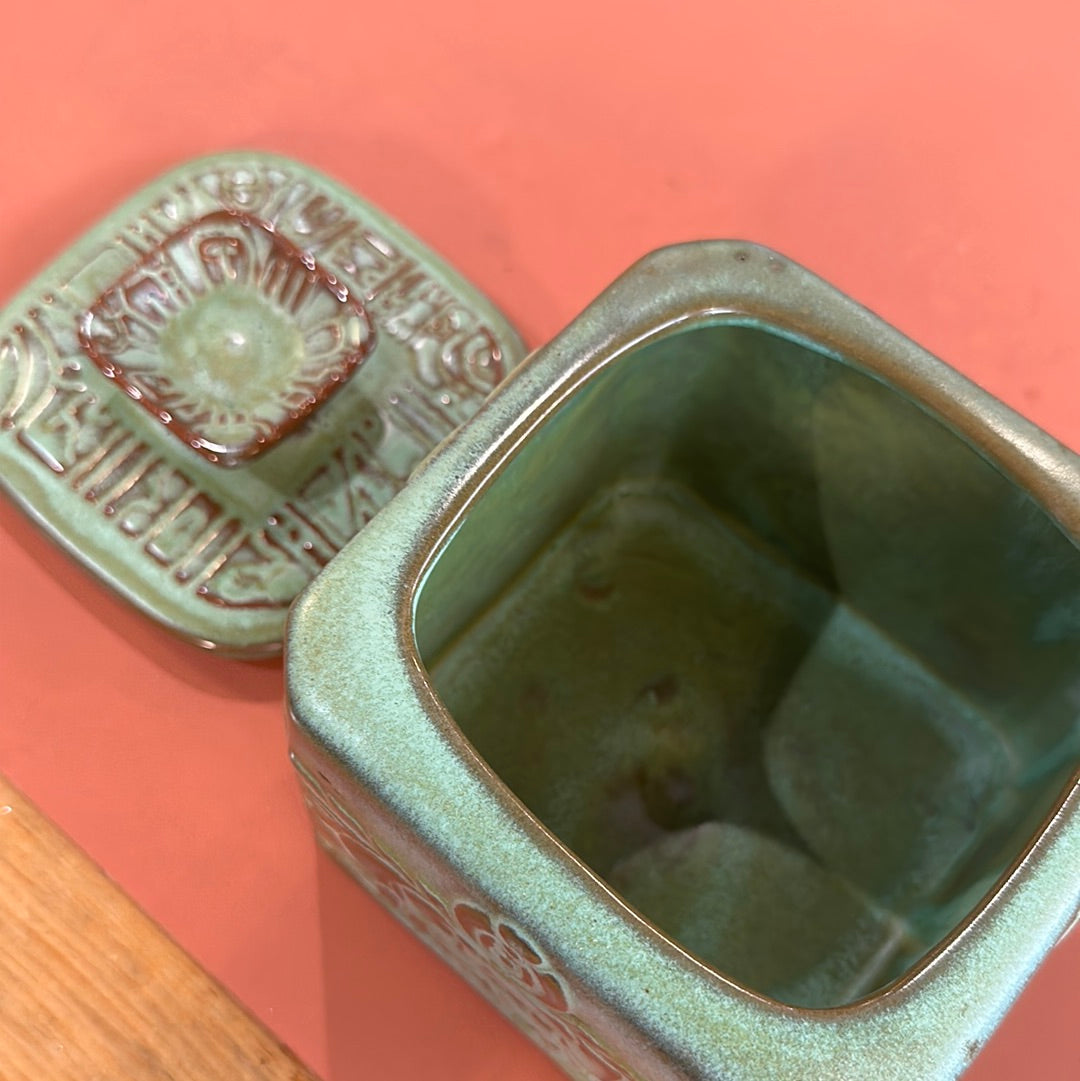 Vtg Frankoma Aztec Cookie Jar/canister