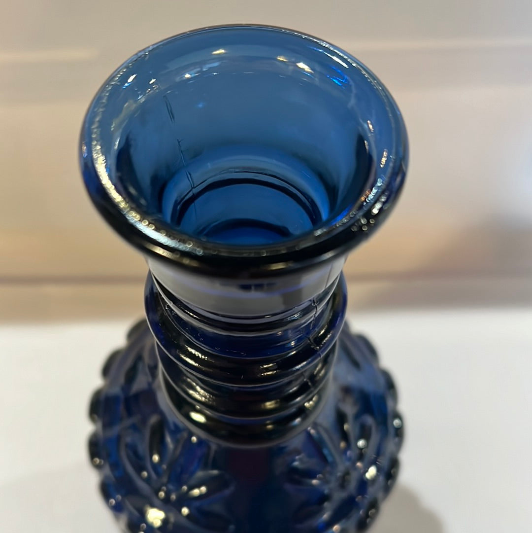 Vtg Cobalt Blue Whiskey Bottle Decanter