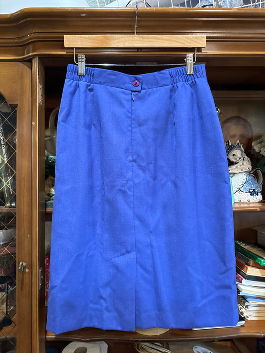 Vintage 80s Royal Blue Tan Jay Pencil Skirt