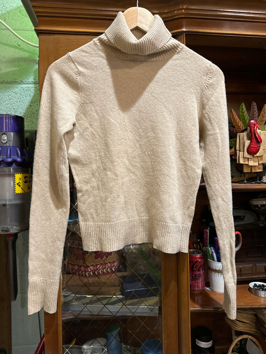 Vtg 90s Lucky Brand Cream Wool Turtleneck