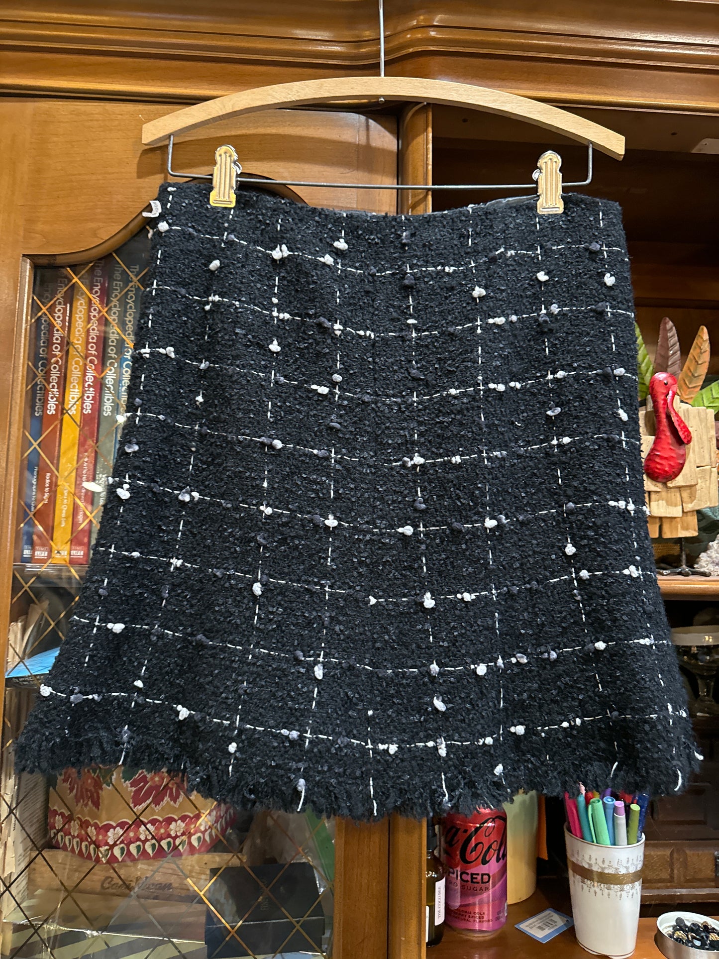 Vtg 90s Avenue Montaigne Paris Wool Checkered Skirt