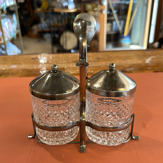 Victorian Silver & Crystal Condiment/Jelly Jar