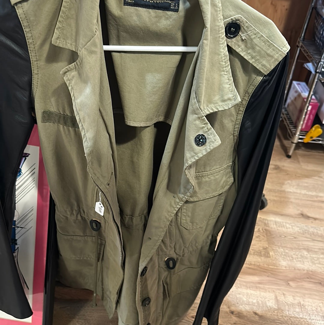 Women’s Olive and Leather Jacket