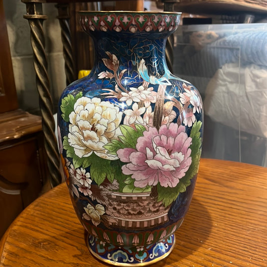 Chinese Floral Cloissone Vase
