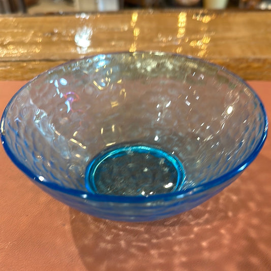 Textured Blue Glass Bowl