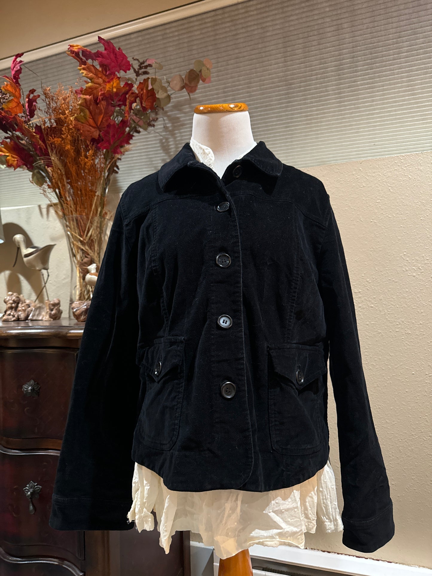 Vtg Sunset Rd Black Corduroy Jacket