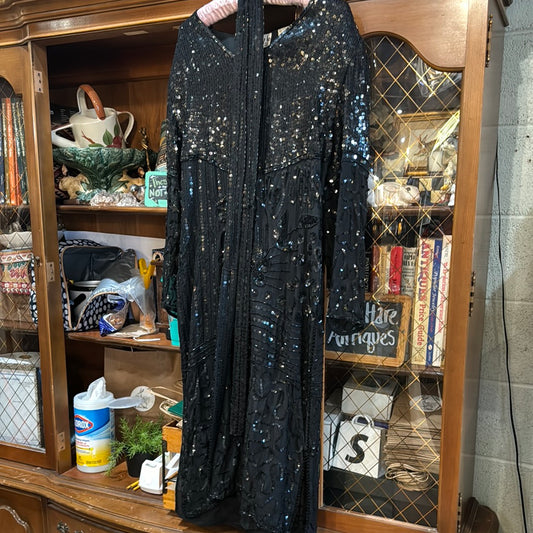 Vintage Swee Lo Pure Silk Black Sequin Flapper Dress