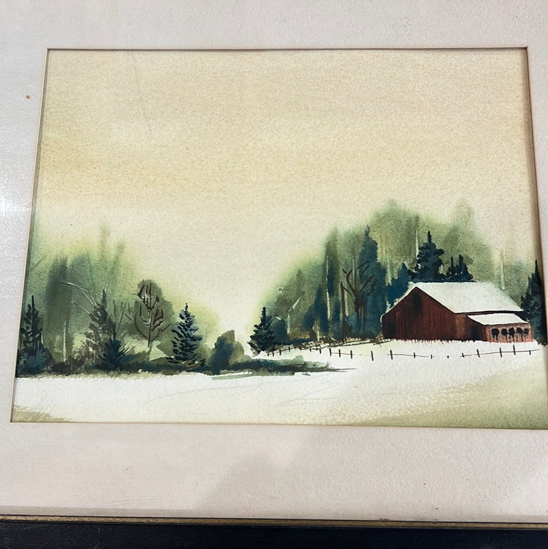 Watercolor Cabin Painting