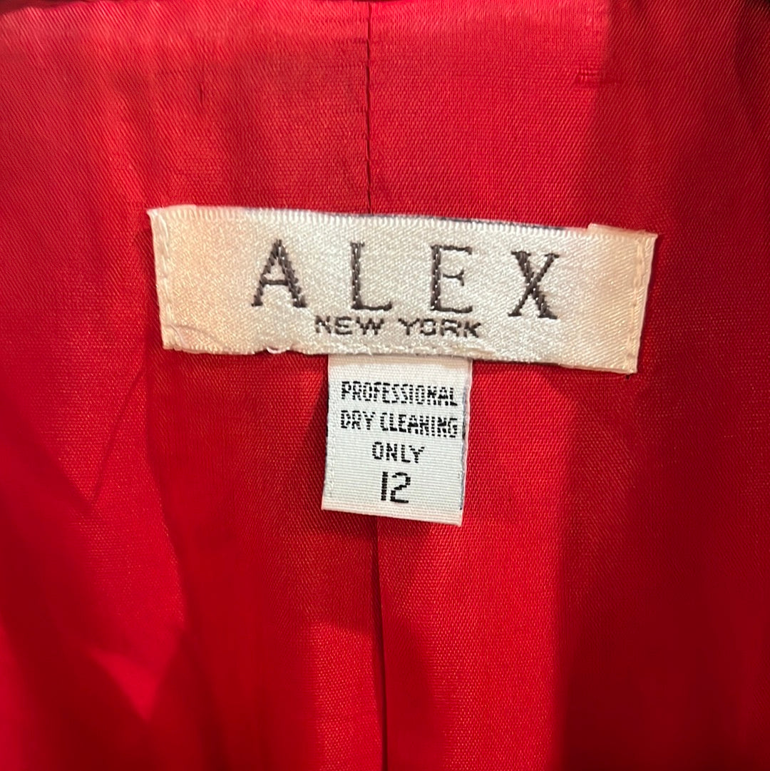 Vtg Alex Red Lined Blazer with Shoulder Pads