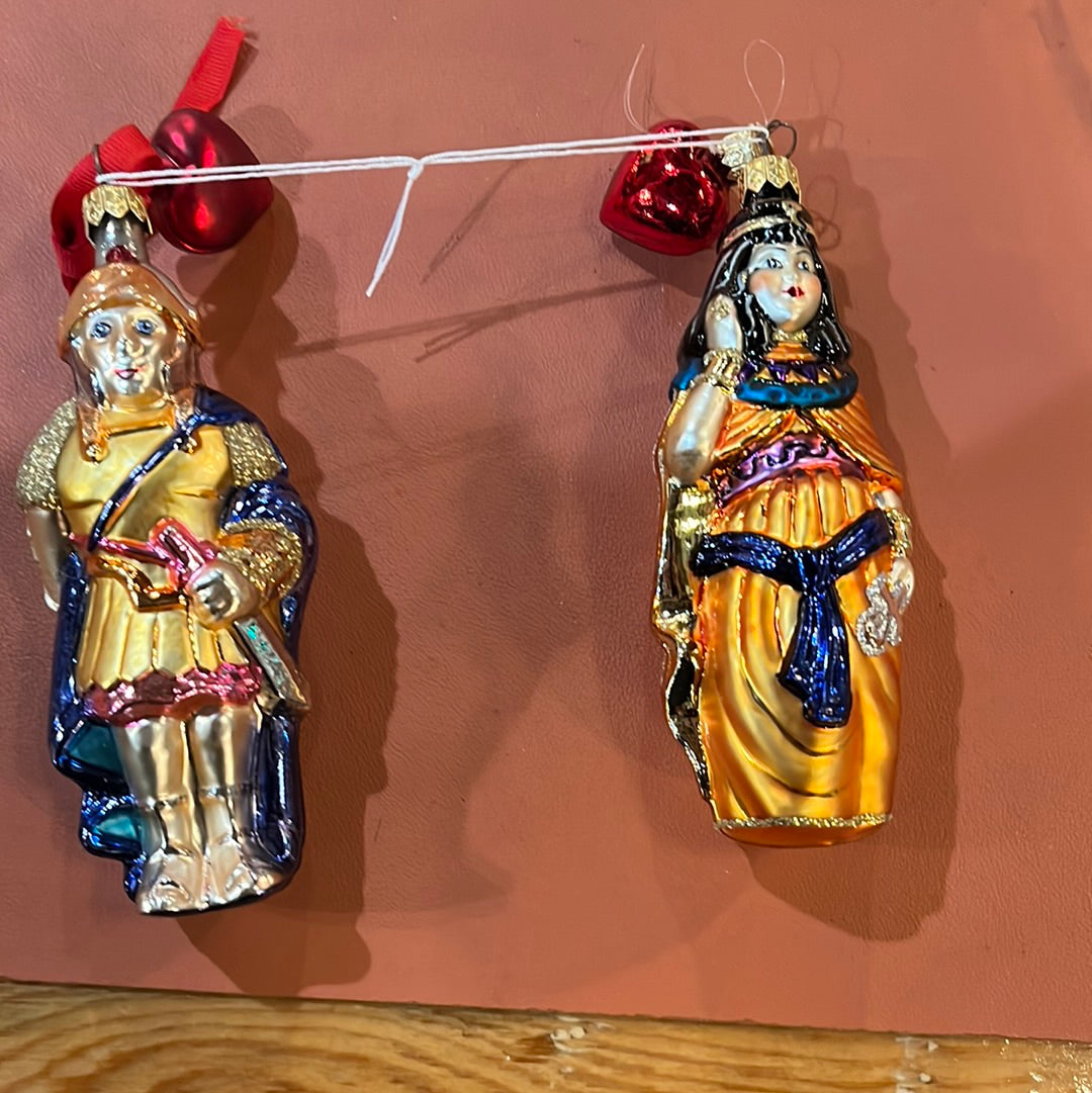 Dept. 56 The Great Lovers Anthony & Cleopatra Glass Ornaments