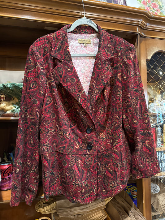 Vtg 90s Women’s Red Paisley Blazer