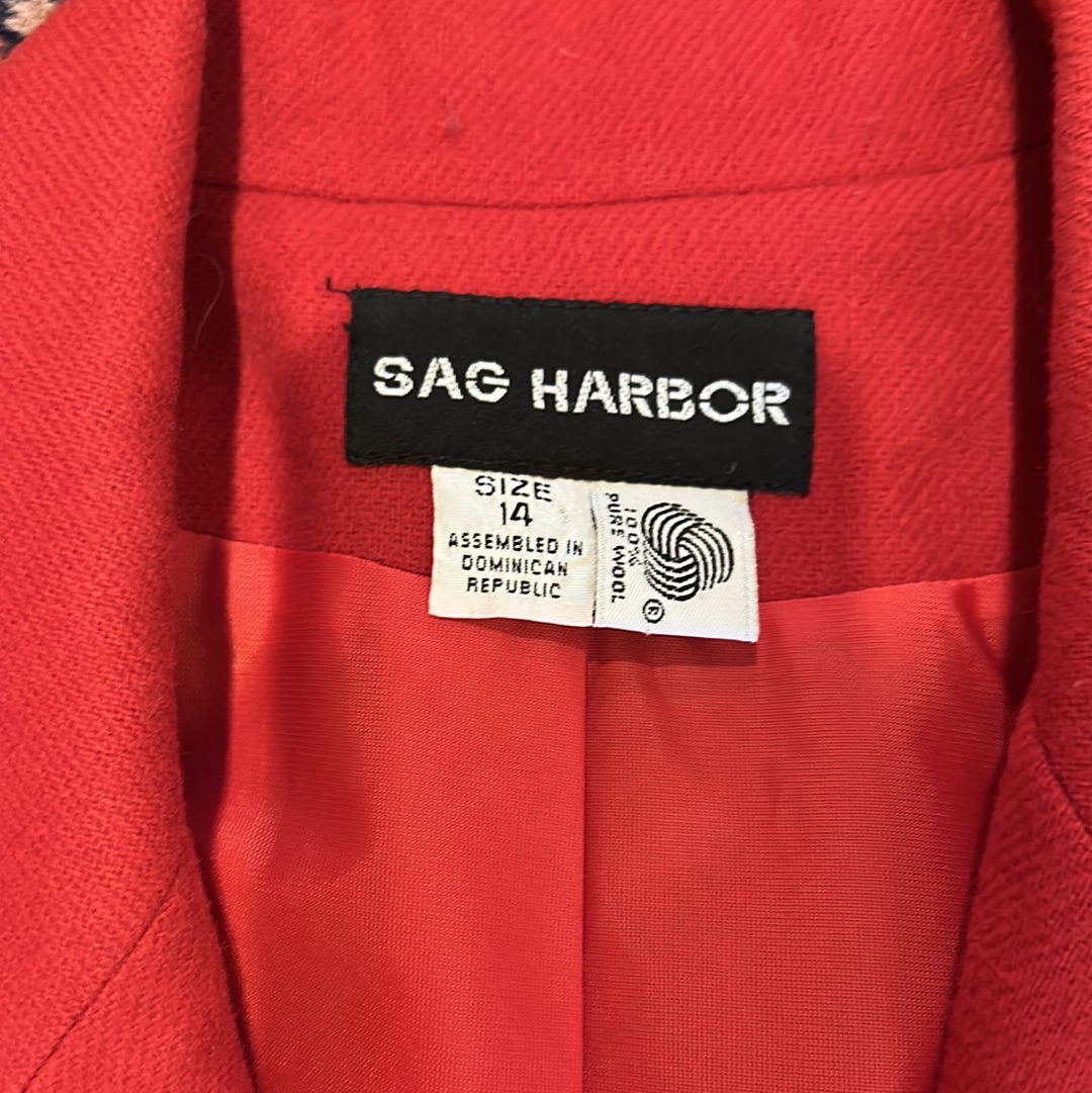 Vtg 100% Pure Wool Sag Harbor Blazer Size 14