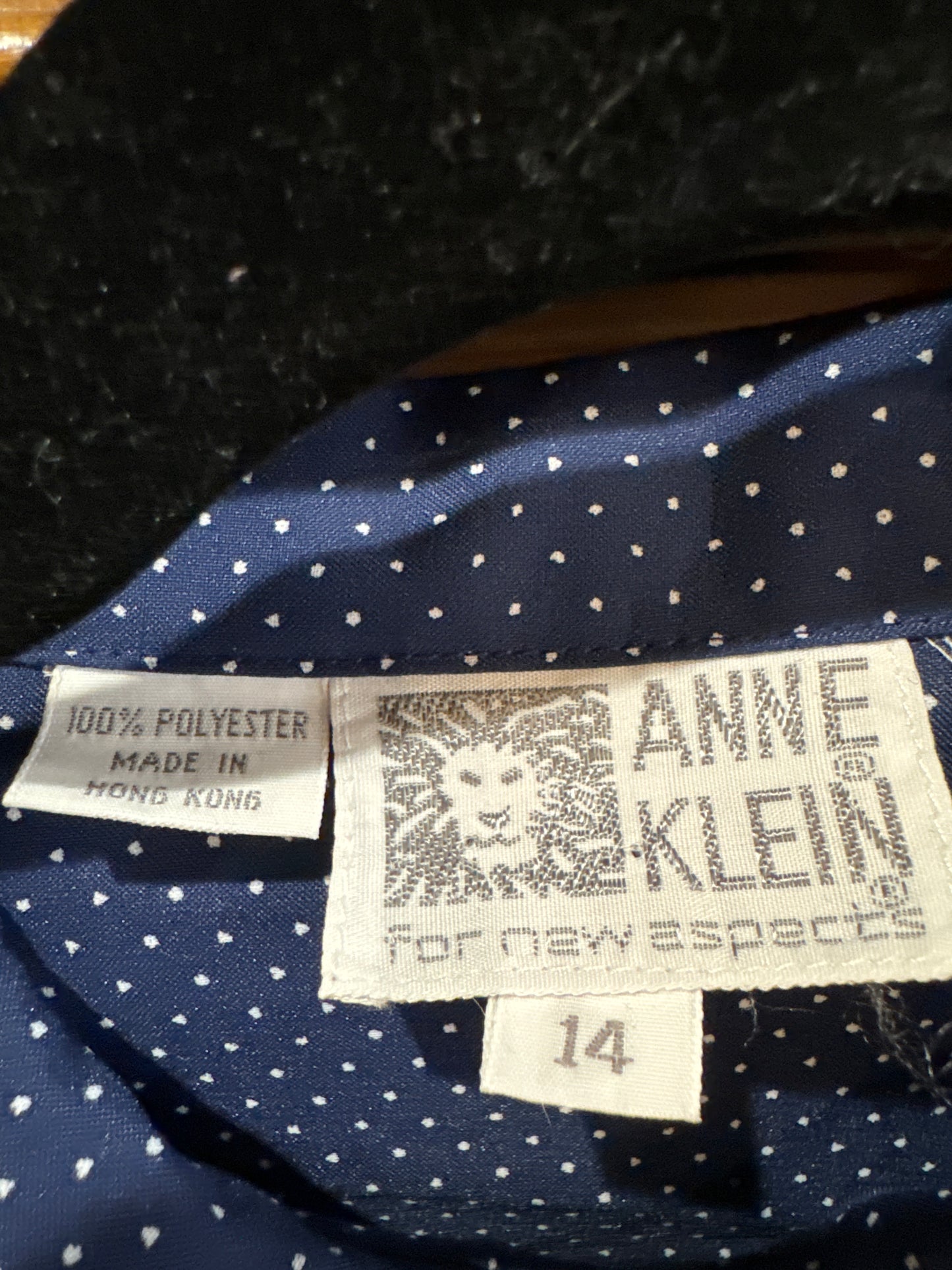 Vtg Anne Klein Navy Button Up