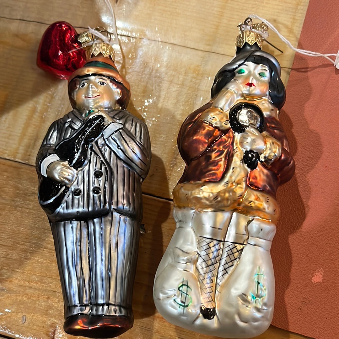 Dept. 56 Bonnie & Clyde Glass Ornaments