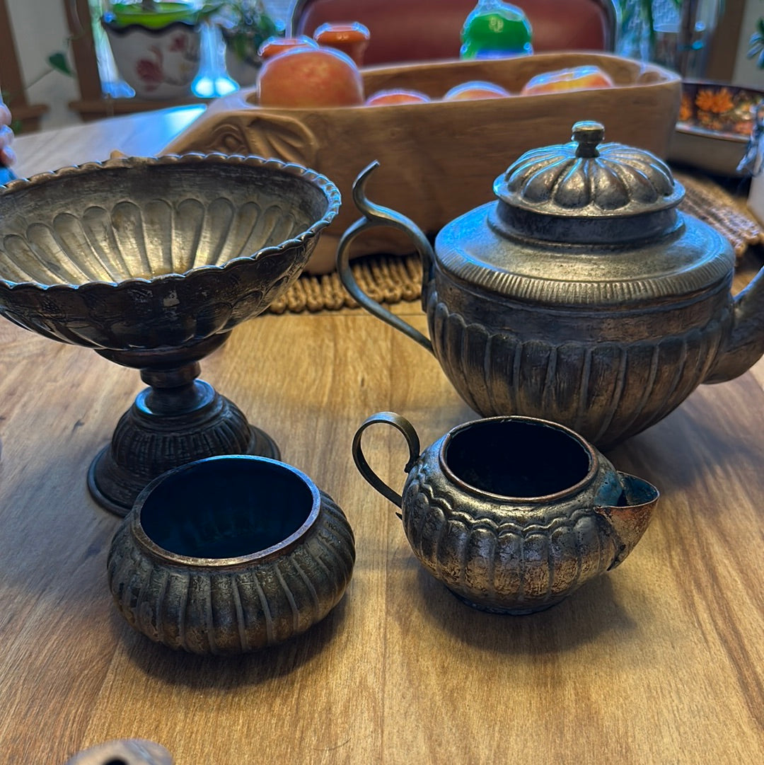 Vtg Copper Wash Tea Set