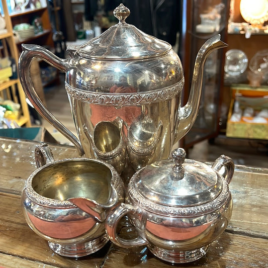 Vtg Silver Plated Tea Set